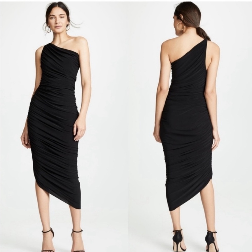 NORMA KAMALI Diana One-Shoulder Gown BLACK SIZE MEDIUM